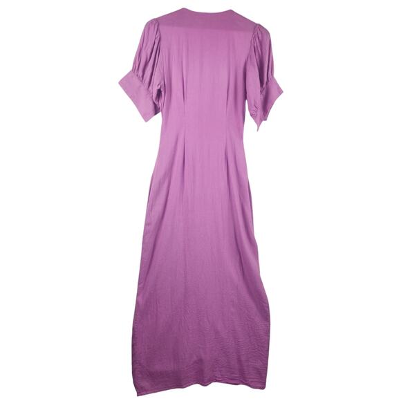 Free People Vintage Summer Puff Sleeve Maxi Dress Women XS/S Purple Tie Front - Picture 3 of 16